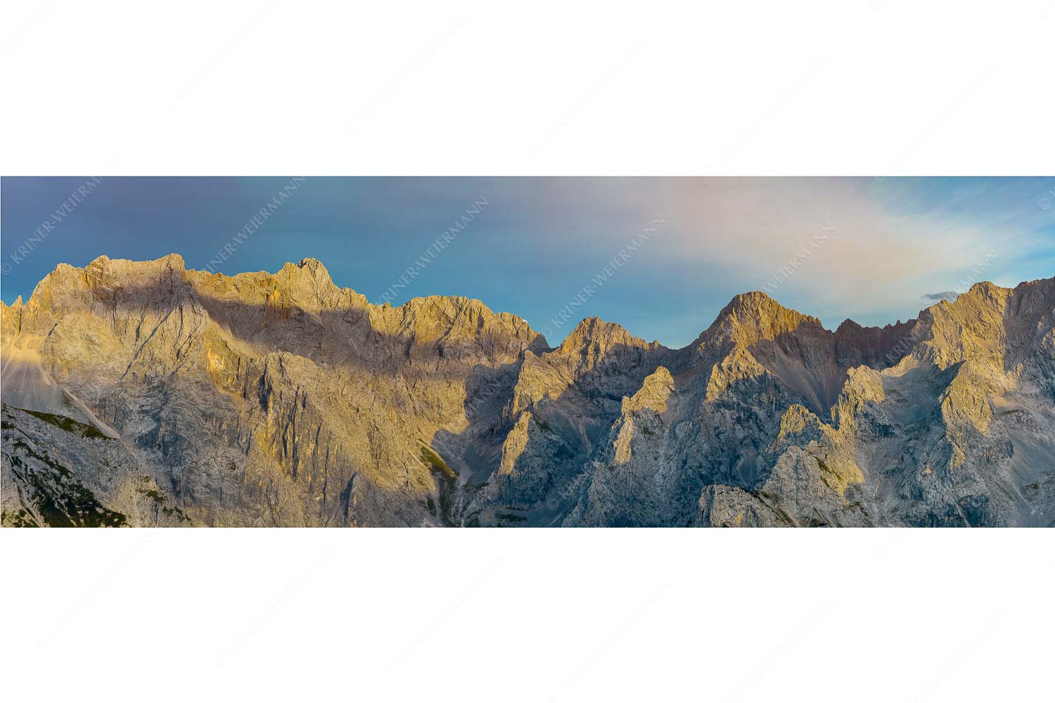 Wände Grate Dome – Seitenverhältnis 3:1 — Oberreintal Wetterstein Letztes Sonnenlicht an den Wettersteinnordwänden