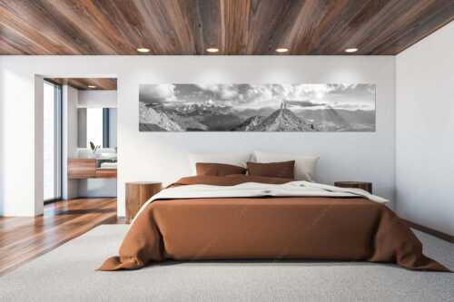 Blick über Seinskopf und Oberes Isartal in den Sonnenuntergang und ins Karwendel - Weg ins Glück - Größe ca. 300x60cm, Seitenverhältnis 5:1 - Bergsteiger am Seinskopf im Soierngebirge - weitere Infos unter https://www.kriner-weiermann.de