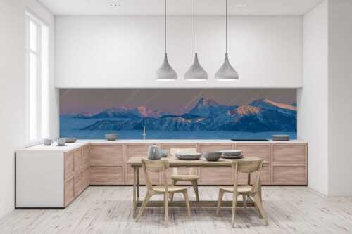 Blick vom Simetsberg über Karwendelvorberge zum Guffert und Wilden Kaiser - Weit nach Osten - Größe ca. 400x100cm, Seitenverhältnis 4:1 - Guffert und Wilder Kaiser - weitere Infos unter https://www.kriner-weiermann.de