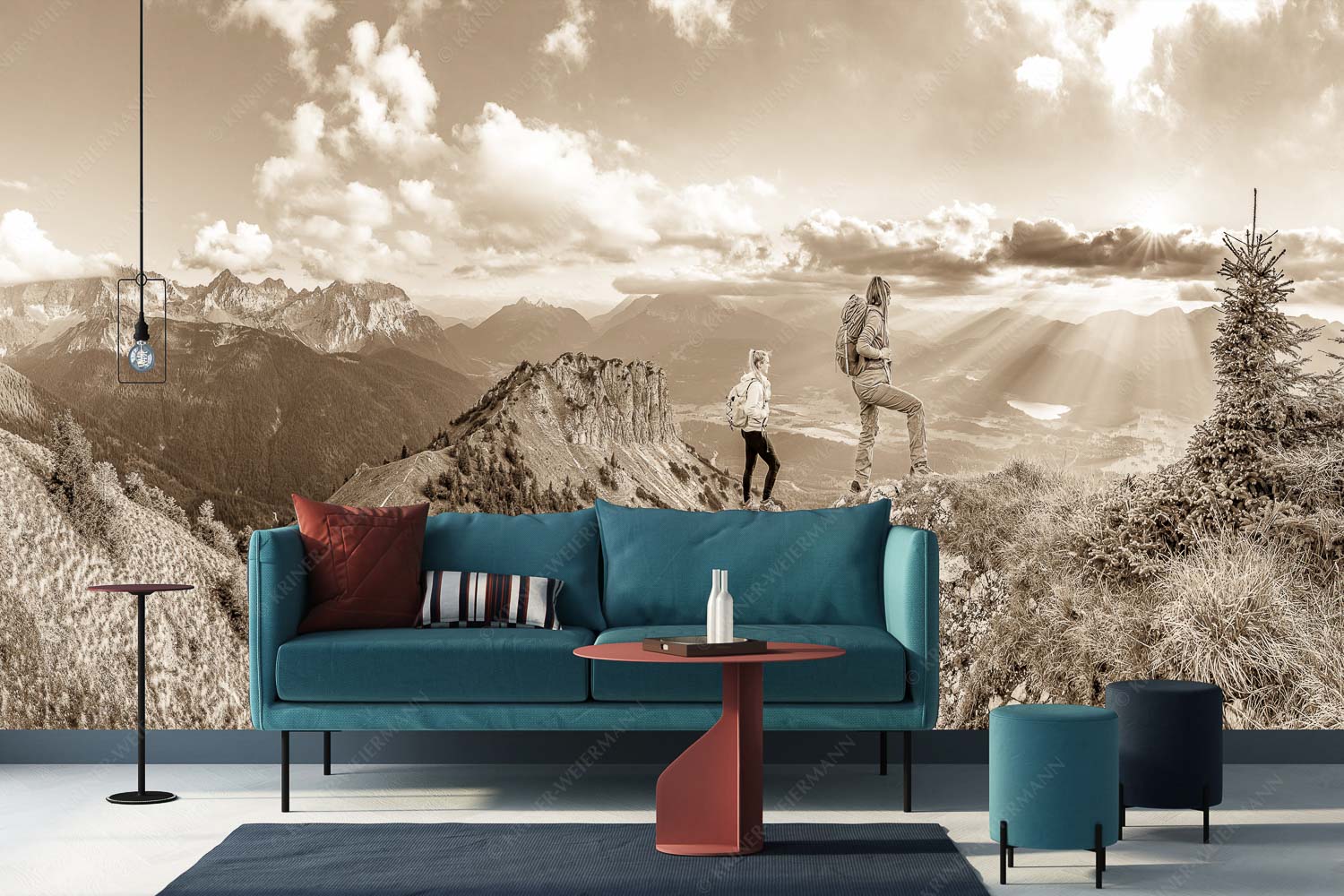 Weitsichtig – Größe ca. 400x200cm, Seitenverhältnis 2:1 — Bergwanderer am Seinskopf im Soiern Blick vom Seinskopf über Krün in den Sonnenuntergang - Weitsichtig - Größe ca. 400x200cm, Seitenverhältnis 2:1 - Bergwanderer am Seinskopf im Soiern - weitere Infos unter https://www.kriner-weiermann.de