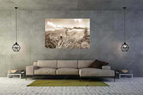 Blick vom Seinskopf über Krün in den Sonnenuntergang - Weitsichtig - Größe ca. 180x120cm, Seitenverhältnis 3:2 - Bergwanderer am Seinskopf im Soiern - weitere Infos unter https://www.kriner-weiermann.de