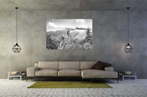 Blick vom Seinskopf über Krün in den Sonnenuntergang - Weitsichtig - Größe ca. 180x120cm, Seitenverhältnis 3:2 - Bergwanderer am Seinskopf im Soiern - weitere Infos unter https://www.kriner-weiermann.de