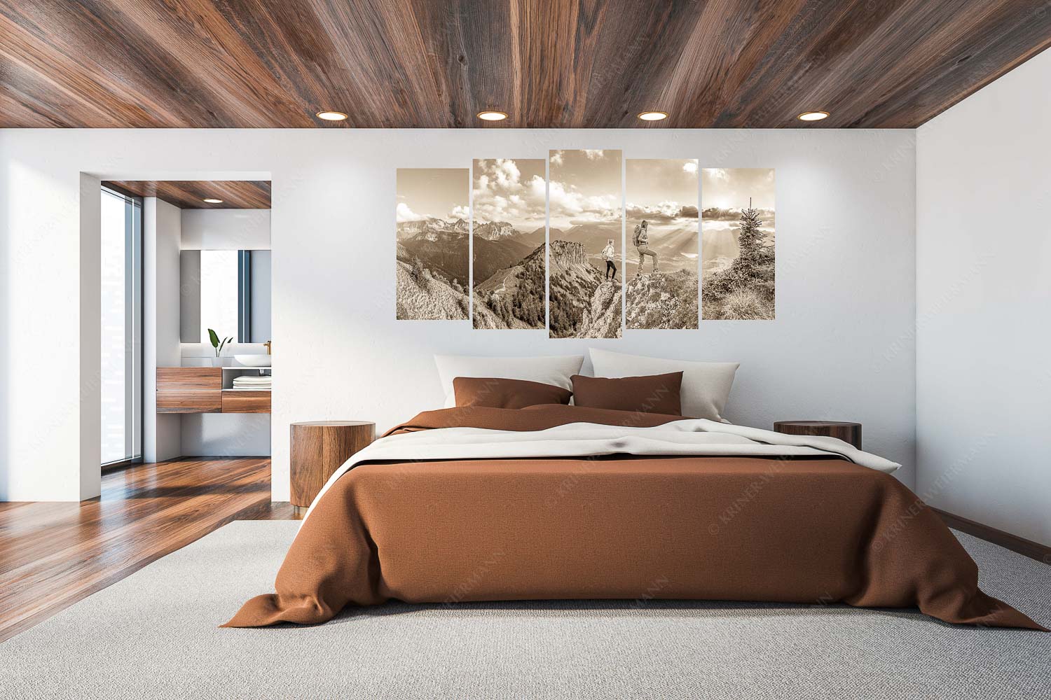 Weitsichtig – 5er Split, Größe ca. 200x100cm, Seitenverhältnis 2:1 — Bergwanderer am Seinskopf im Soiern Blick vom Seinskopf über Krün in den Sonnenuntergang - Weitsichtig - 5er Split, Größe ca. 200x100cm, Seitenverhältnis 2:1 - Bergwanderer am Seinskopf im Soiern - weitere Infos unter https://www.kriner-weiermann.de