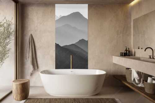 Weit schweift der Blick über das Ammergebirge bis hin zu den Allgäuer Alpen - Welt der Sihouetten - Größe ca. 100x200cm, Seitenverhältnis 1:2 - Gipfel und Bergketten - weitere Infos unter https://www.kriner-weiermann.de