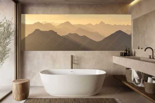 Weit schweift der Blick über das Ammergebirge bis hin zu den Allgäuer Alpen - Welt der Sihouetten - Größe ca. 300x100cm, Seitenverhältnis 3:1 - Gipfel und Bergketten - weitere Infos unter https://www.kriner-weiermann.de