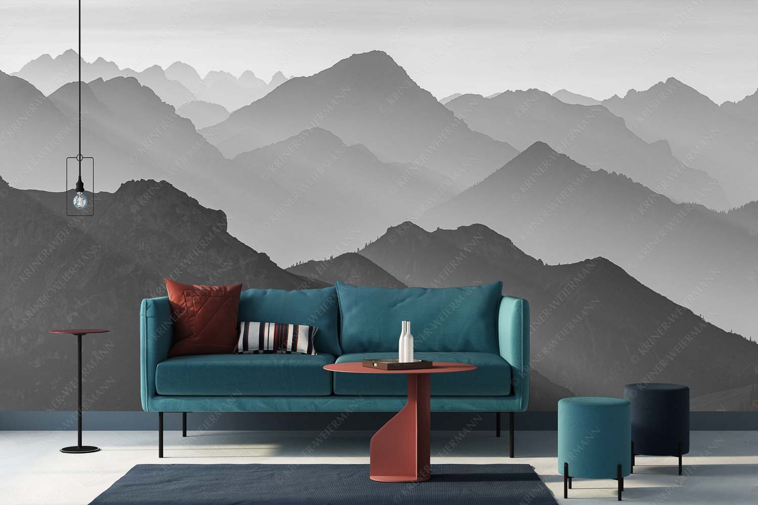 Welt der Sihouetten – Größe ca. 400x200cm, Seitenverhältnis 2:1 — Gipfel und Bergketten Weit schweift der Blick über das Ammergebirge bis hin zu den Allgäuer Alpen - Welt der Sihouetten - Größe ca. 400x200cm, Seitenverhältnis 2:1 - Gipfel und Bergketten - weitere Infos unter https://www.kriner-weiermann.de