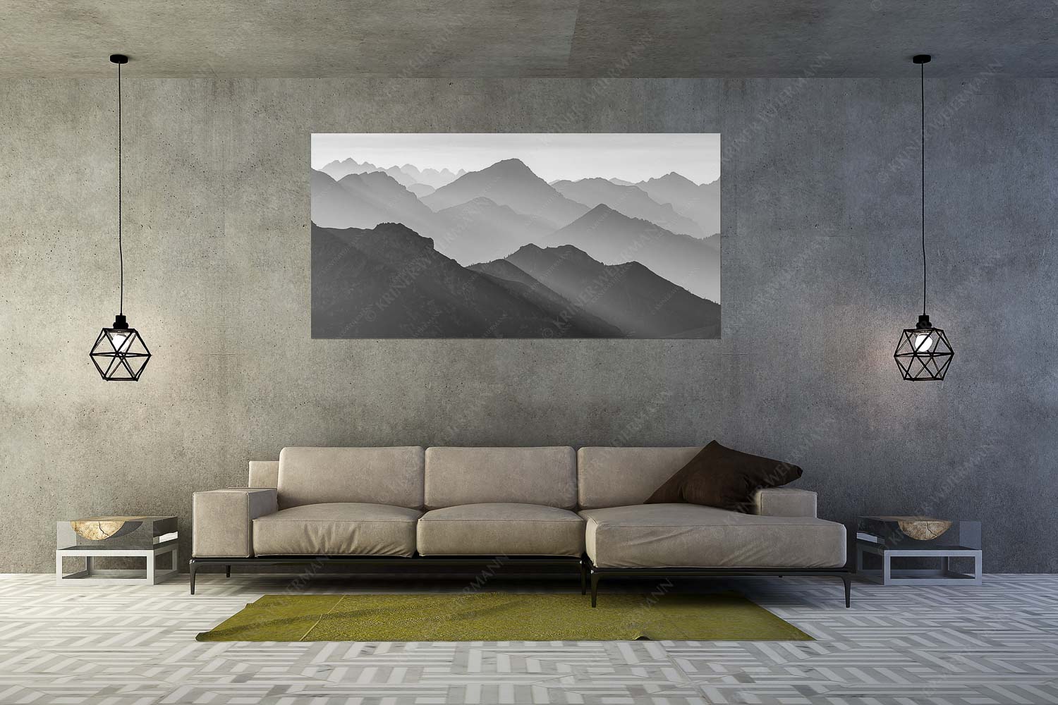 Welt der Sihouetten – Größe ca. 200x100cm, Seitenverhältnis 2:1 — Gipfel und Bergketten Weit schweift der Blick über das Ammergebirge bis hin zu den Allgäuer Alpen - Welt der Sihouetten - Größe ca. 200x100cm, Seitenverhältnis 2:1 - Gipfel und Bergketten - weitere Infos unter https://www.kriner-weiermann.de