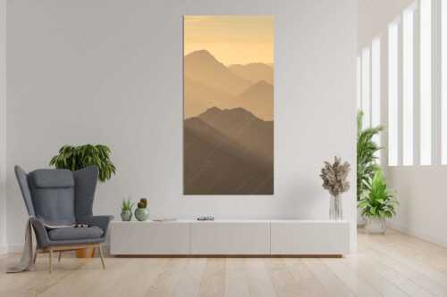 Weit schweift der Blick über das Ammergebirge bis hin zu den Allgäuer Alpen - Welt der Sihouetten - Größe ca. 90x180cm, Seitenverhältnis 1: - Gipfel und Bergketten - weitere Infos unter https://www.kriner-weiermann.de