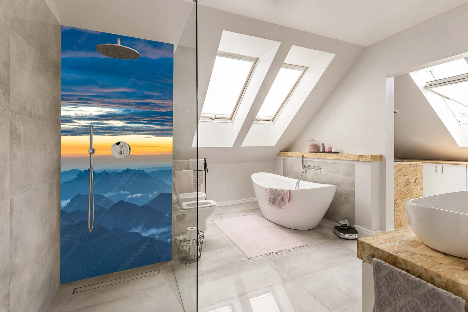 Wetterberuhigung – Größe ca. 110x220cm, Seitenverhältnis 1:2 — Zugspitze Abendstimmung Blick von der Zugspitze über Thannheimer Berge nach einem Gewitterregen - Wetterberuhigung - Größe ca. 110x220cm, Seitenverhältnis 1:2 - Zugspitze Abendstimmung - weitere Infos unter https://www.kriner-weiermann.de