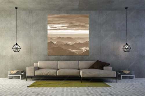 Blick von der Zugspitze über Thannheimer Berge nach einem Gewitterregen - Wetterberuhigung - Größe ca. 160x160cm, Seitenverhältnis 1:1 - Zugspitze Abendstimmung - weitere Infos unter https://www.kriner-weiermann.de