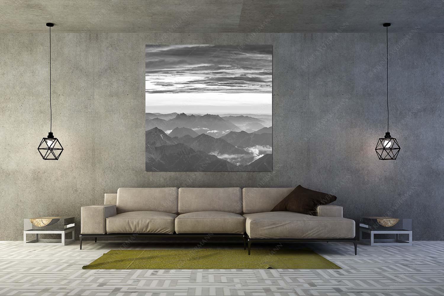 Wetterberuhigung – Größe ca. 160x160cm, Seitenverhältnis 1:1 — Zugspitze Abendstimmung Blick von der Zugspitze über Thannheimer Berge nach einem Gewitterregen - Wetterberuhigung - Größe ca. 160x160cm, Seitenverhältnis 1:1 - Zugspitze Abendstimmung - weitere Infos unter https://www.kriner-weiermann.de