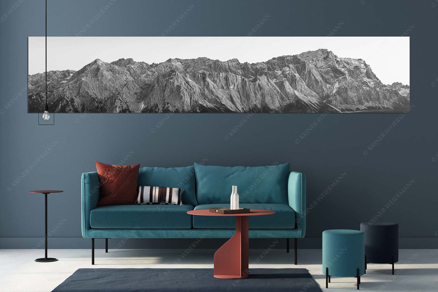 Wetterstein Nord-West – Größe ca. 350x70cm, Seitenverhältnis 5:1 — Alpspitze Jubiläumsgrat Zugspitze Blick auf Alpspitz, Waxenstein, Jubiläumsgrat und Zugspitze - Wetterstein Nord-West - Größe ca. 350x70cm, Seitenverhältnis 5:1 - Alpspitze Jubiläumsgrat Zugspitze - weitere Infos unter https://www.kriner-weiermann.de