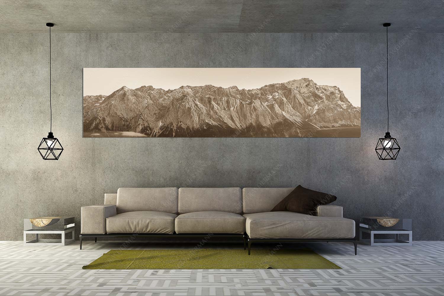 Wetterstein Nord-West – Größe ca. 320x80cm, Seitenverhältnis 4:1 — Alpspitze Jubiläumsgrat Zugspitze Blick auf Alpspitz, Waxenstein, Jubiläumsgrat und Zugspitze - Wetterstein Nord-West - Größe ca. 320x80cm, Seitenverhältnis 4:1 - Alpspitze Jubiläumsgrat Zugspitze - weitere Infos unter https://www.kriner-weiermann.de