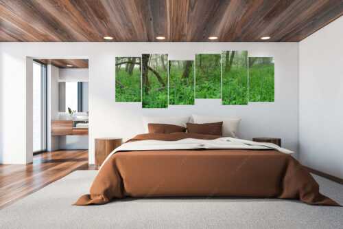 Morgenstimmung in den dicht bewachsenen Uferregionen am Barmsee - Wildniss - 6er Split, Größe ca. 280x112cm, Seitenverhältnis 2,5:1 - Dichte Vegitation am Barmsee - weitere Infos unter https://www.kriner-weiermann.de