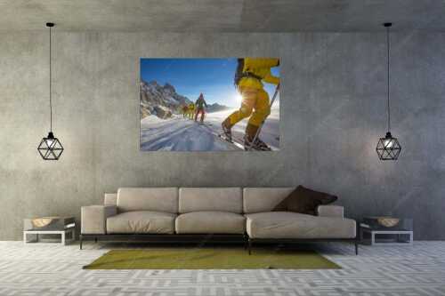 Starke Winde fegen an diesem Wintermorgen über das Zugspitzplatt - Windig - Größe ca. 180x120cm, Seitenverhältnis 3:2 - Skitour im Zugspitzgebiet - weitere Infos unter https://www.kriner-weiermann.de