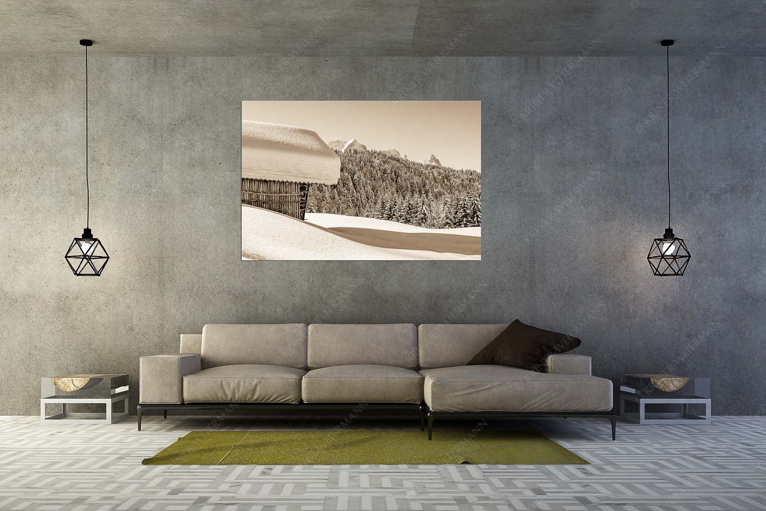 Winter satt – Größe ca. 180x120cm, Seitenverhältnis 3:2 — viel Schnee Stadel mit Zugspitze Wiesmahdstadel mit Stanker und viel Schnee mit Alpspitze, Zugspitze und Waxenstein im Hintergrund - Winter satt - Größe ca. 180x120cm, Seitenverhältnis 3:2 - viel Schnee Stadel mit Zugspitze - weitere Infos unter https://www.kriner-weiermann.de