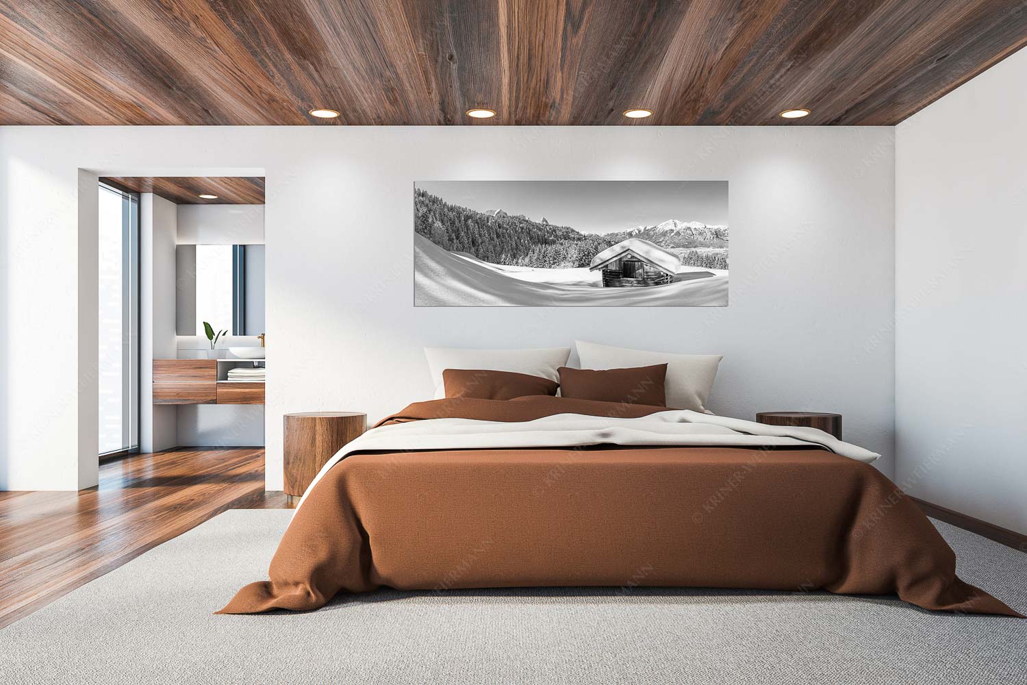 Winterwiesmahd Wamberg – Größe ca. 200x80cm, Seitenverhältnis 2,5:1 — Stadel mit Alpspitze im Winter Blick über Heustadel zum Zugspitzmassiv und Garmisch-Partenkirchen - Winterwiesmahd Wamberg - Größe ca. 200x80cm, Seitenverhältnis 2,5:1 - Stadel mit Alpspitze im Winter - weitere Infos unter https://www.kriner-weiermann.de