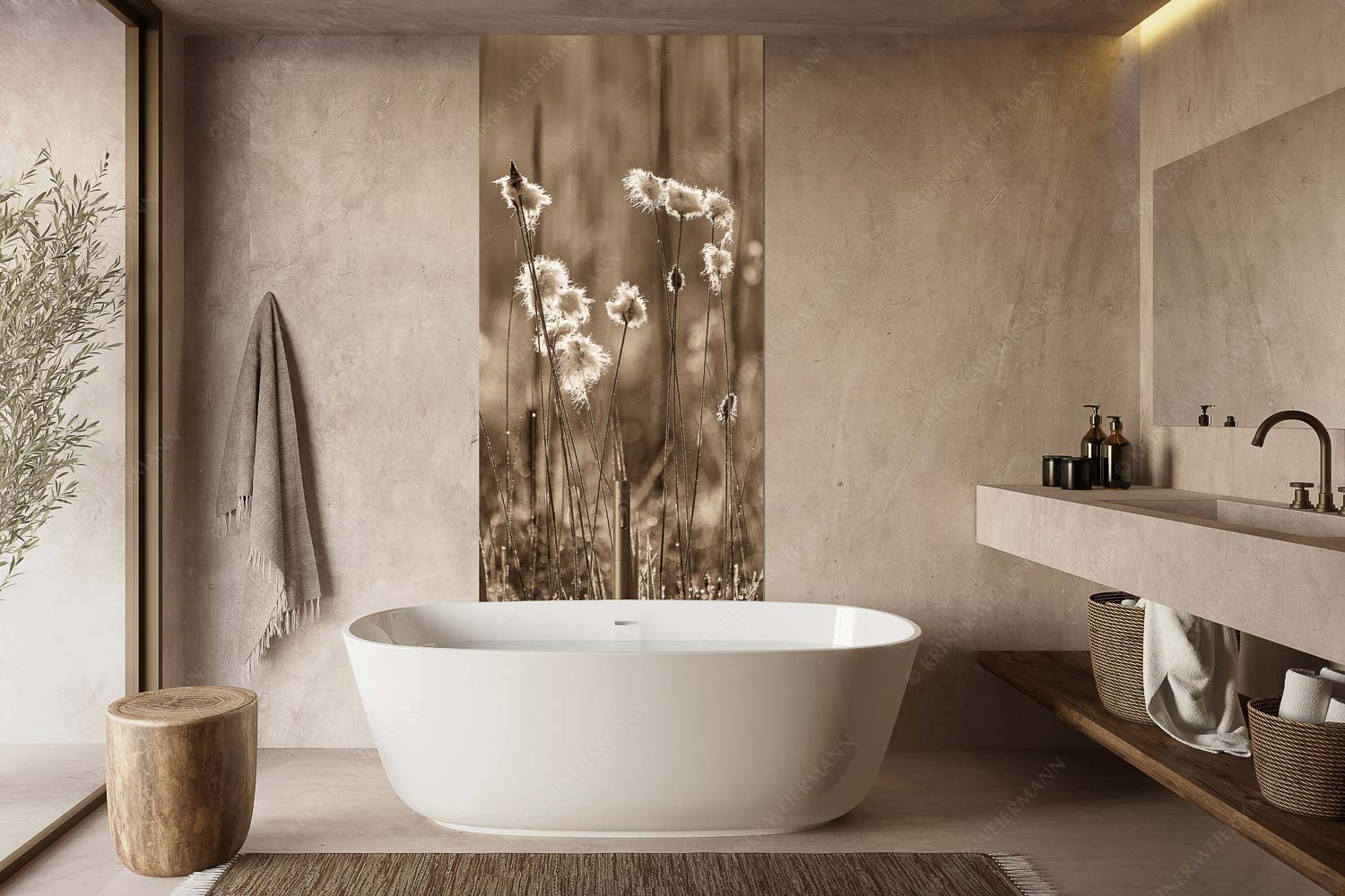 Wollgras im Morgentau am Barmsee - Wollgras - Größe ca. 100x200cm, Seitenverhältnis 1:2 - Eriophorum - weitere Infos unter https://www.kriner-weiermann.de