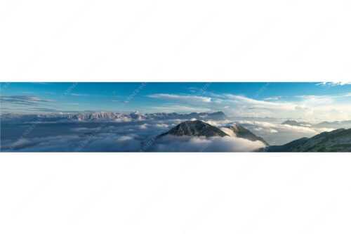 Blick vom Estergebirge ins Wettersteingebirge mit Zugspitze - Zufriedenheit - Seitenverhältnis 5:1 - Wetterstein Panorama - weitere Infos unter https://www.kriner-weiermann.de