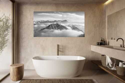 Blick vom Estergebirge ins Wettersteingebirge mit Zugspitze - Zufriedenheit - Größe ca. 180x90cm, Seitenverhältnis 2:1 - Wetterstein Panorama - weitere Infos unter https://www.kriner-weiermann.de