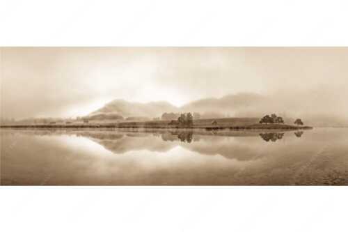 Einzigartige Morgenstimmung mit Licht und Nebel am Schmalensee bei Sonnenaufgang - Zwielicht - Seitenverhältnis 2,5:1 - Schmalensee mit Soierngebirge - weitere Infos unter https://www.kriner-weiermann.de