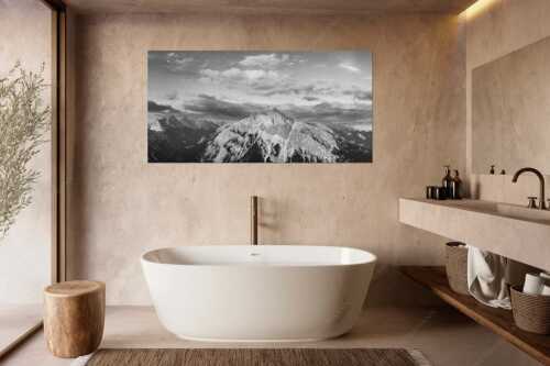 Blick über das Karwendeltal zur Pleisenspitze im Karwendelgebirge - Zwischen den Tälern - Größe ca. 180x90cm, Seitenverhältnis 2 - Pleisenspitze im Karwendel - weitere Infos unter https://www.kriner-weiermann.de