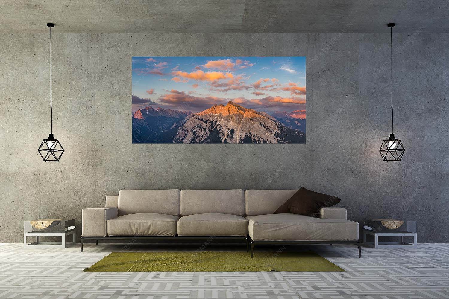 Zwischen den Tälern – Größe ca. 200x100cm, Seitenverhältnis 2:1 — Pleisenspitze im Karwendel Blick über das Karwendeltal zur Pleisenspitze im Karwendelgebirge - Zwischen den Tälern - Größe ca. 200x100cm, Seitenverhältnis 2:1 - Pleisenspitze im Karwendel - weitere Infos unter https://www.kriner-weiermann.de