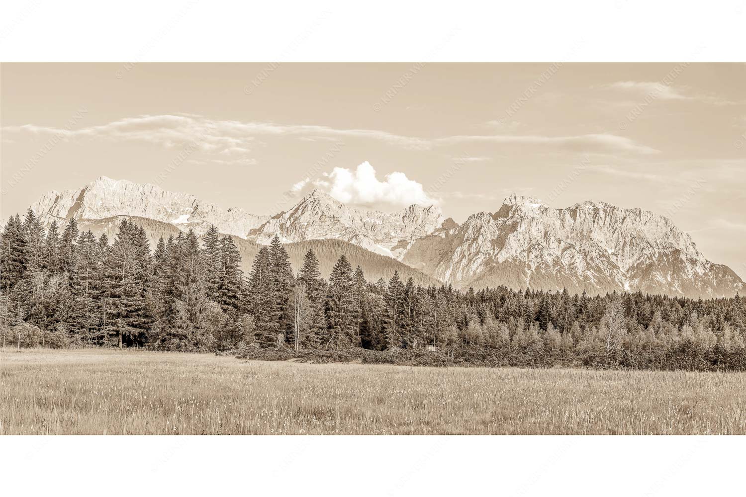 Alle im Blick – Seitenverhältnis 2:1 — Soiern Karwendel Wetterstein und Estergebirge Panoramablick auf das Soiern-, Karwendel-, Wetterstein und Estergebirge