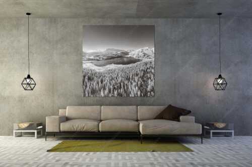 Blick über den Barmsee zum Karwendel- und Wettersteingebirge - Alles weiß am Barmsee - Größe ca. 160x160cm, Seitenverhältnis 1:1 - Winter am Barmsee - weitere Infos unter https://www.kriner-weiermann.de