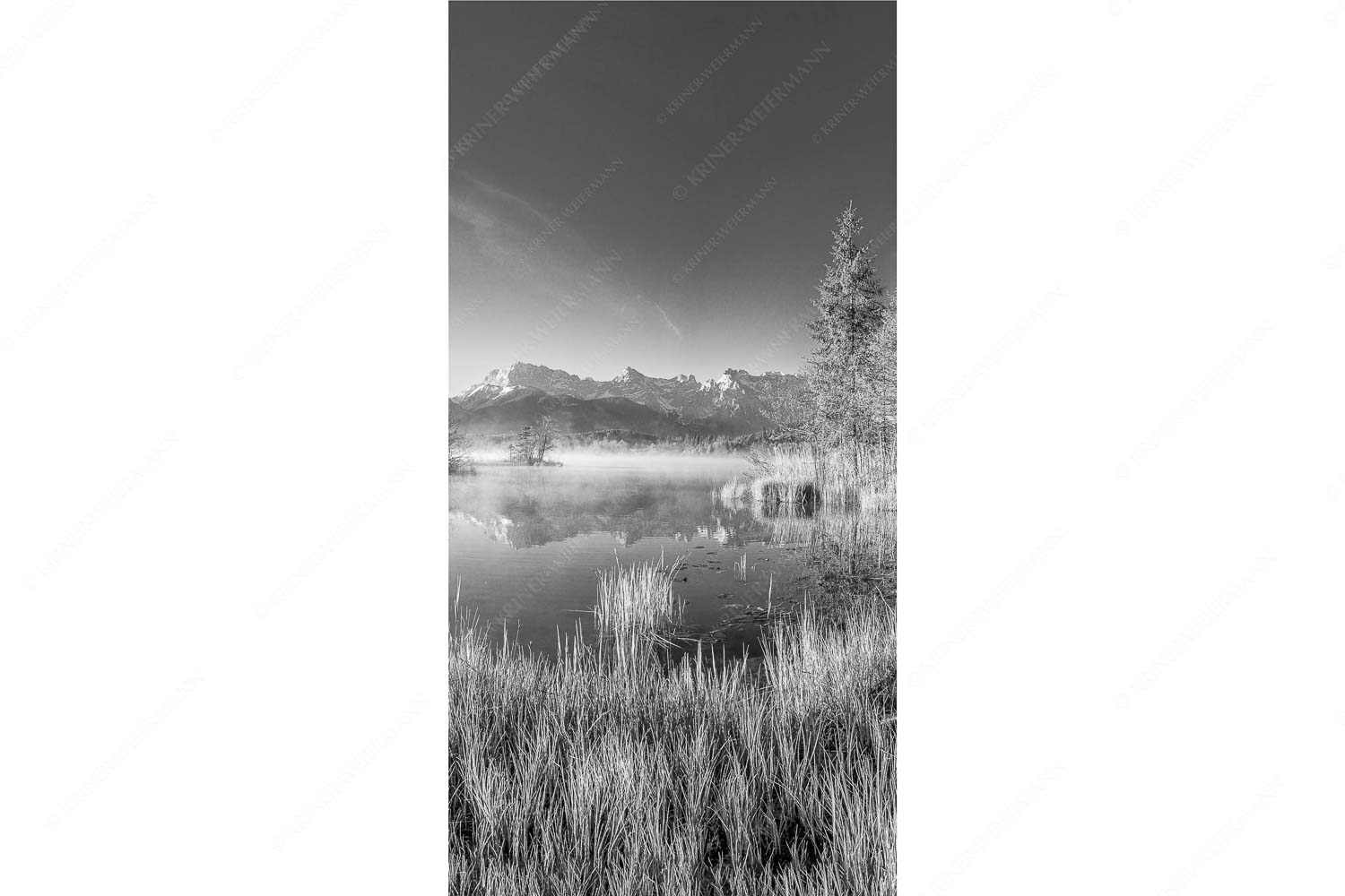 Am Barmsee – Seitenverhältnis 1:2 — Karwendelblick Sonnenaufgang am Barmsee mit Blick zum Karwendelgebirge
