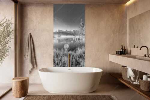 Sonnenaufgang am Barmsee mit Blick zum Karwendelgebirge - Am Barmsee - Größe ca. 100x200cm, Seitenverhältnis 1:2 - Karwendelblick - weitere Infos unter https://www.kriner-weiermann.de