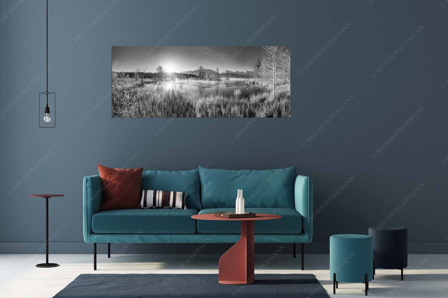 Sonnenaufgang am Barmsee mit Blick zum Karwendelgebirge - Am Barmsee - Größe ca. 175x70cm, Seitenverhältnis 2,5:1 - Karwendelblick - weitere Infos unter https://www.kriner-weiermann.de