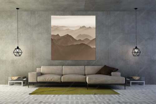 Mittsommerlicher Sonnenuntergang von der Zugspitze - Atemlos II - Wandbild - Größe ca. 160x160cm, Seitenverhältnis 1:1 - Zugspitze Sonnenuntergang - weitere Infos unter https://www.kriner-weiermann.de