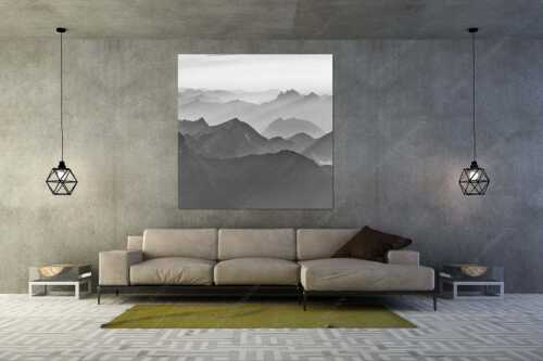 Mittsommerlicher Sonnenuntergang von der Zugspitze - Atemlos II - Wandbild - Größe ca. 160x160cm, Seitenverhältnis 1:1 - Zugspitze Sonnenuntergang - weitere Infos unter https://www.kriner-weiermann.de