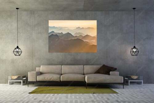 Mittsommerlicher Sonnenuntergang von der Zugspitze - Atemlos II - Wandbild - Größe ca. 180x120cm, Seitenverhältnis 3:2 - Zugspitze Sonnenuntergang - weitere Infos unter https://www.kriner-weiermann.de