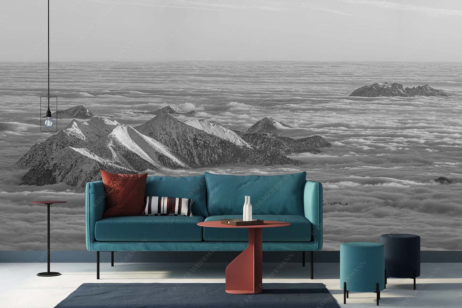 Atlantis – Größe ca. 400x200cm, Seitenverhältnis 2:1 — Estergebirge im Nebelmeer Der Blick von der Zugspitze auf das Estergebirge das wie Inseln aus dem Nebel ragt - Atlantis - Größe ca. 400x200cm, Seitenverhältnis 2:1 - Estergebirge im Nebelmeer - weitere Infos unter https://www.kriner-weiermann.de