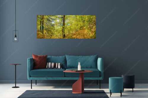 Ahorn und Buchen am Wanderweg zur Witter bei Wallgau - Auf dem Goldenen Weg - Größe ca. 175x70cm, Seitenverhältnis 2,5:1 - Herbstfärbung Buchen und Ahorn - weitere Infos unter https://www.kriner-weiermann.de