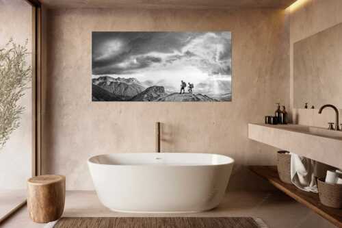 Blick vom Seinskopf zum Karwendel und über das Obere Isartal zum Estergebirge - Aufgrissen - Größe ca. 180x90cm, Seitenverhältnis 2:1 - Gewitterstimmung am Seinskopf - weitere Infos unter https://www.kriner-weiermann.de