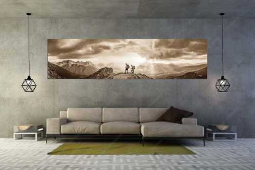 Blick vom Seinskopf zum Karwendel und über das Obere Isartal zum Estergebirge - Aufgrissen - Größe ca. 320x80cm, Seitenverhältnis 4:1 - Gewitterstimmung am Seinskopf - weitere Infos unter https://www.kriner-weiermann.de