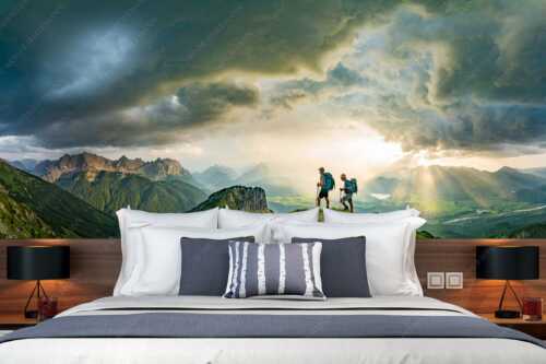 Blick vom Seinskopf zum Karwendel und über das Obere Isartal zum Estergebirge - Aufgrissen - Größe ca. 350x140cm, Seitenverhältnis 2,5:1 - Gewitterstimmung am Seinskopf - weitere Infos unter https://www.kriner-weiermann.de
