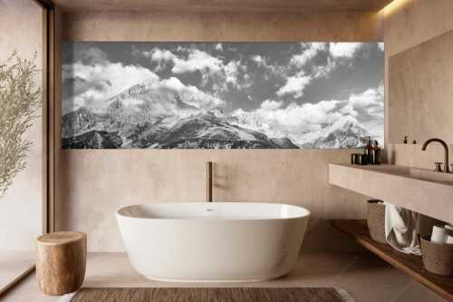 Blick auf Alpspitze und Waxenstein. Zugspitze dahinter im Nebel. - Aufreißen - Größe ca. 300x100cm, Seitenverhältnis 3:1 - Alpspitze und Osterfelder - weitere Infos unter https://www.kriner-weiermann.de