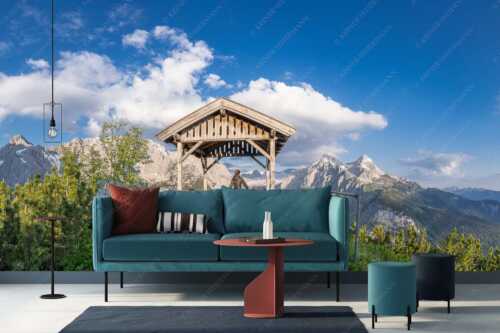 Aussichtskanzel am Schachen mit Blick ins Reintal und Zugspitzplatt - Bei der Kanzel - Größe ca. 400x200cm, Seitenverhältnis 2:1 - Schachen und Alpspitze - weitere Infos unter https://www.kriner-weiermann.de