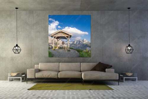 Aussichtskanzel am Schachen mit Blick ins Reintal und Zugspitzplatt - Bei der Kanzel - Größe ca. 160x160cm, Seitenverhältnis 1:1 - Schachen und Alpspitze - weitere Infos unter https://www.kriner-weiermann.de