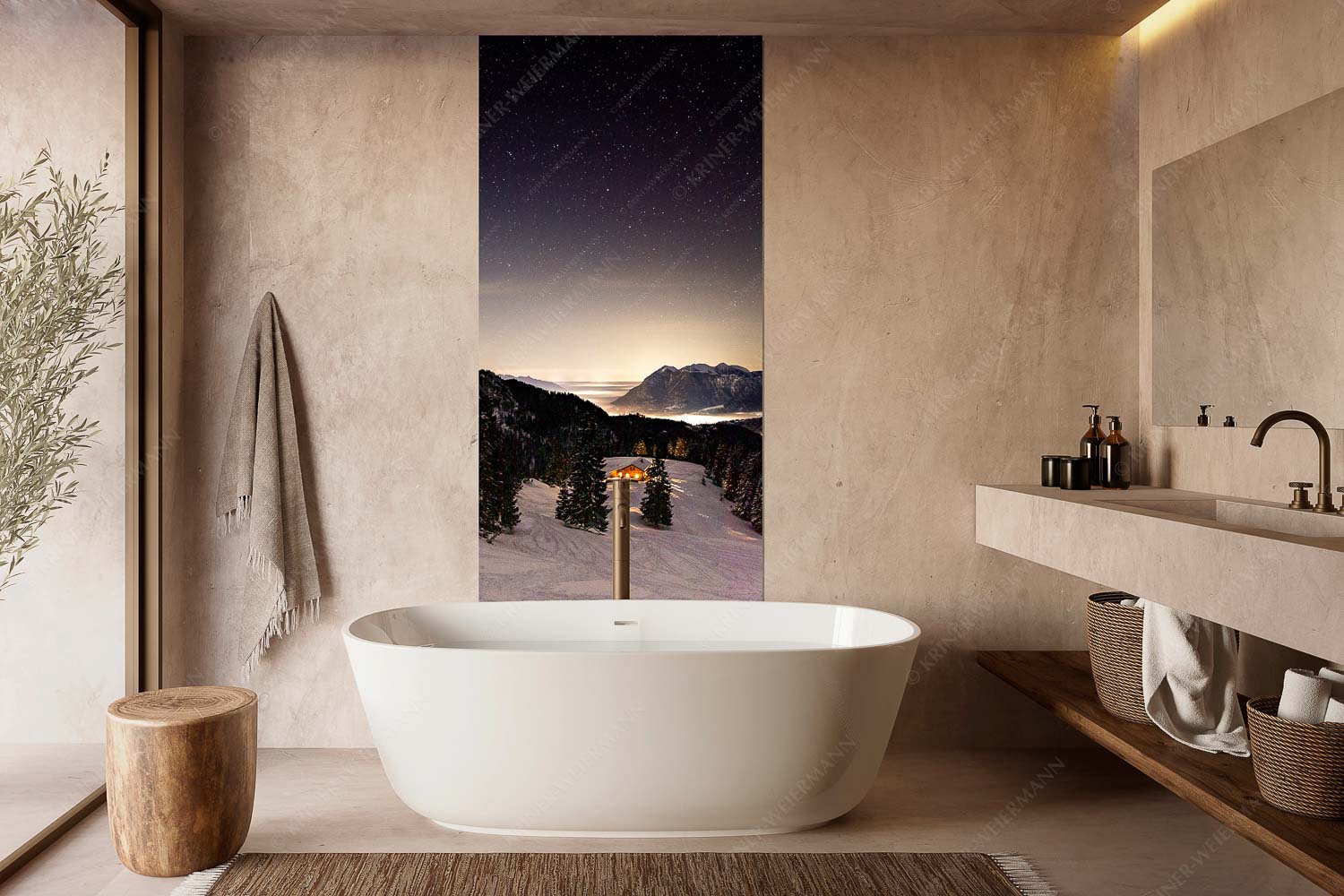 Bei Nacht und Nebel – Größe ca. 100x200cm, Seitenverhältnis 1:2 — Loisachtal mit Sternenhimmel Kleine Hütte im Wettersteingebirge, die Lichter aus dem Isar- und Loisachtal verschwinden im Nebel - Bei Nacht und Nebel - Größe ca. 100x200cm, Seitenverhältnis 1:2 - Loisachtal mit Sternenhimmel - weitere Infos unter https://www.kriner-weiermann.de