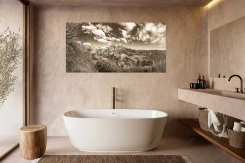 Blick über die Aussichtskanzel am Schachen zum Alpspitzmassiv mit Zugspitzplatt - Bella Vista - Größe ca. 180x90cm, Seitenverhältnis 2:1 - Aussicht vom Schachen - weitere Infos unter https://www.kriner-weiermann.de