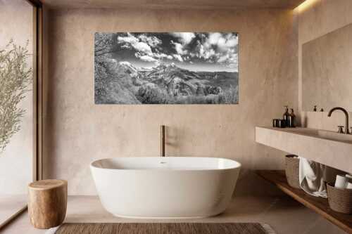 Blick über die Aussichtskanzel am Schachen zum Alpspitzmassiv mit Zugspitzplatt - Bella Vista - Größe ca. 180x90cm, Seitenverhältnis 2:1 - Aussicht vom Schachen - weitere Infos unter https://www.kriner-weiermann.de