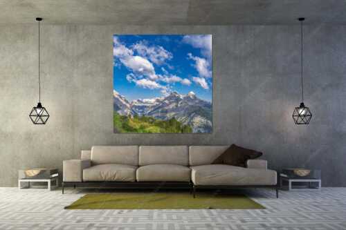 Blick über die Aussichtskanzel am Schachen zum Alpspitzmassiv mit Zugspitzplatt - Bella Vista - Größe ca. 160x160cm, Seitenverhältnis 1:1 - Aussicht vom Schachen - weitere Infos unter https://www.kriner-weiermann.de