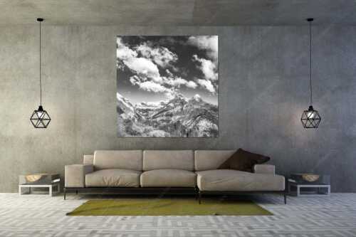 Blick über die Aussichtskanzel am Schachen zum Alpspitzmassiv mit Zugspitzplatt - Bella Vista - Größe ca. 160x160cm, Seitenverhältnis 1:1 - Aussicht vom Schachen - weitere Infos unter https://www.kriner-weiermann.de