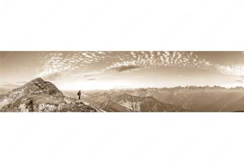 Blick vom Schafreuter auf den Karwendelhauptkamm - Bellvedere - Seitenverhältnis 4:1 - Schafreiter Wolkenstimmung im Karwendel - weitere Infos unter https://www.kriner-weiermann.de
