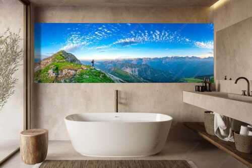 Blick vom Schafreuter auf den Karwendelhauptkamm - Bellvedere - Größe ca. 300x100cm, Seitenverhältnis 3:1 - Schafreiter Wolkenstimmung im Karwendel - weitere Infos unter https://www.kriner-weiermann.de